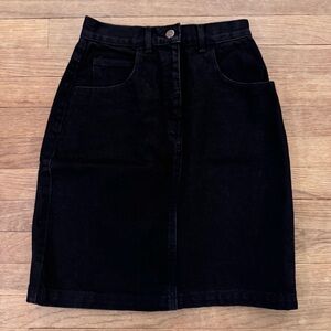 S.O.S. 100% Cotton Black Knee-Length Denim Pencil Skirt Size 3/4
 b8